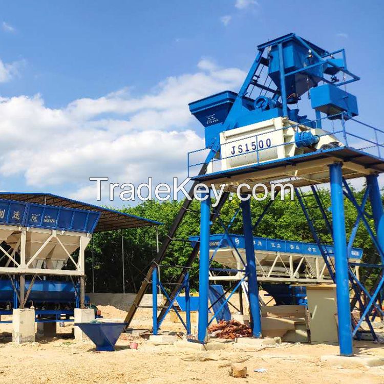 1.5m3 Horizontal Twin Shaft Electric Cement Concrete Mixer Js1500 Mixer For Sale