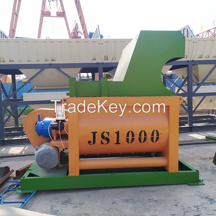 JS1000 automatic cement mixer horizontal twin shaft forced mixing machine for sale