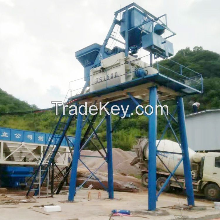 1.5m3 horizontal twin shaft electric cement concrete mixer JS1500 mixer for sale