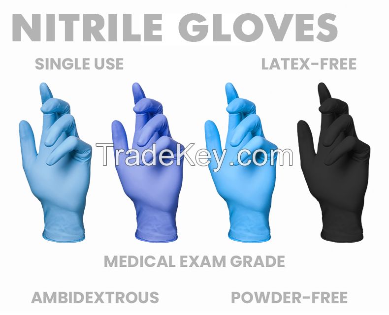 OEM non sterile nitrile gloveses powder free finger textured exam glov