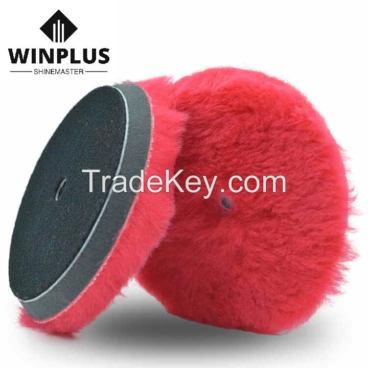  5 inch Japanese style 100% wool Red wool buffing pad for dual action polisher ro polisher