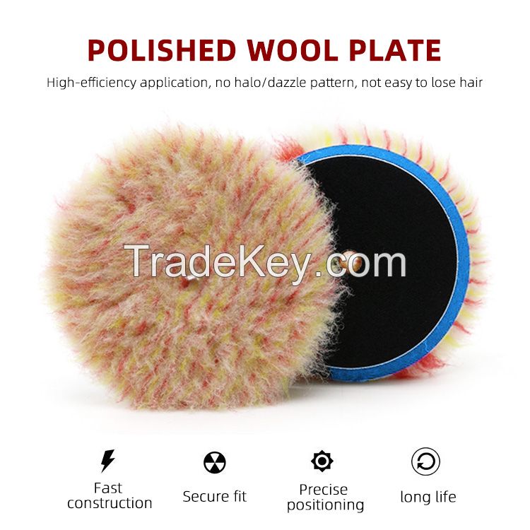 Private Label Heavy Cutting Aggressive Wool Bevel Edge Plush Wool Polishing Pad