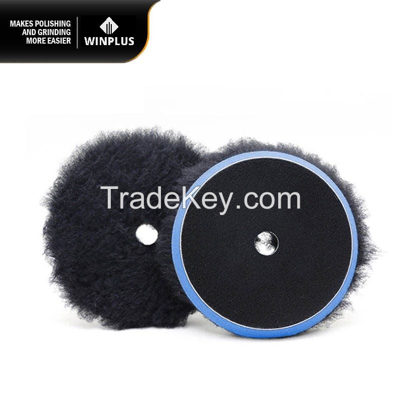 Factory Direct Supply 6 Inch Fast Polishing Wool Middle Hole Black Wool Buffing Pad Dual Action Polisher Pad