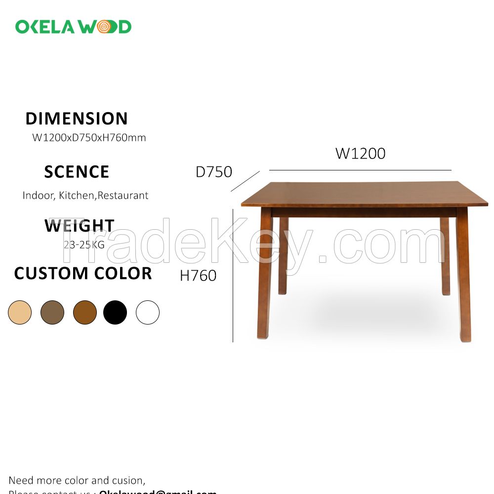 TABLEOKW01: Modern Dining Room Furniture Solid Wood Dining Table Top Grade Rubber