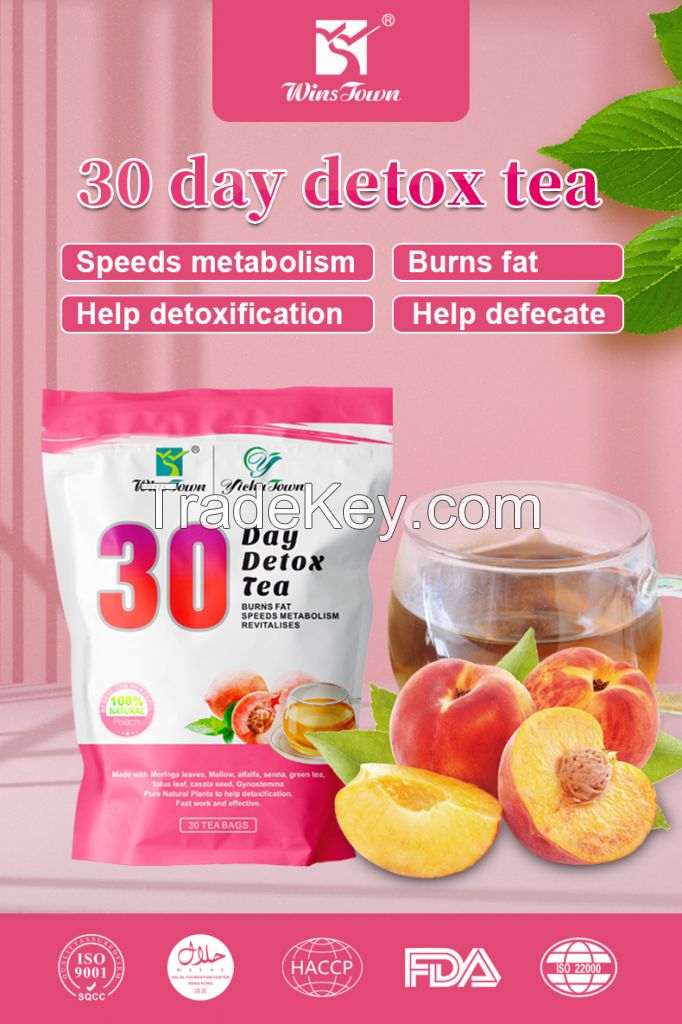 Best 30 day detox sliming tea Peach flavor senna leaf Natural organic tea bag for weight loss