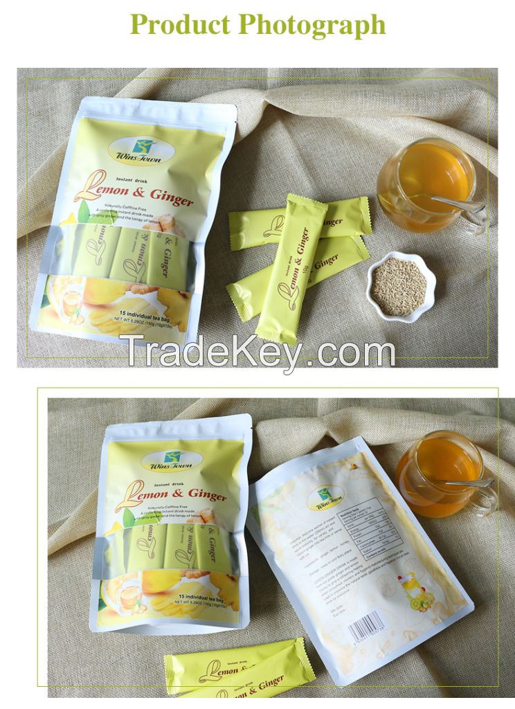 Lemon ginger Tea vitamin C honey skin whitening Detox instant Dehumidification freckle weight loss stay up Tea