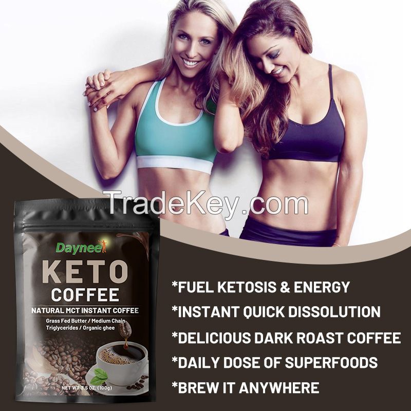 Private Label OEM 100g Keto Natural Healthy Diet Instant Coffee Weight Loss Keto Coffee