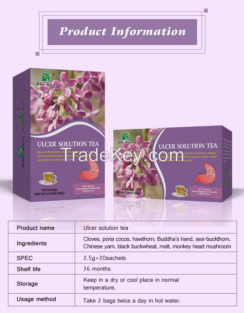 Ulcer Solution Healing Tea Natural Stomach Nourish Organic Herbs Healthy distension Custom private label