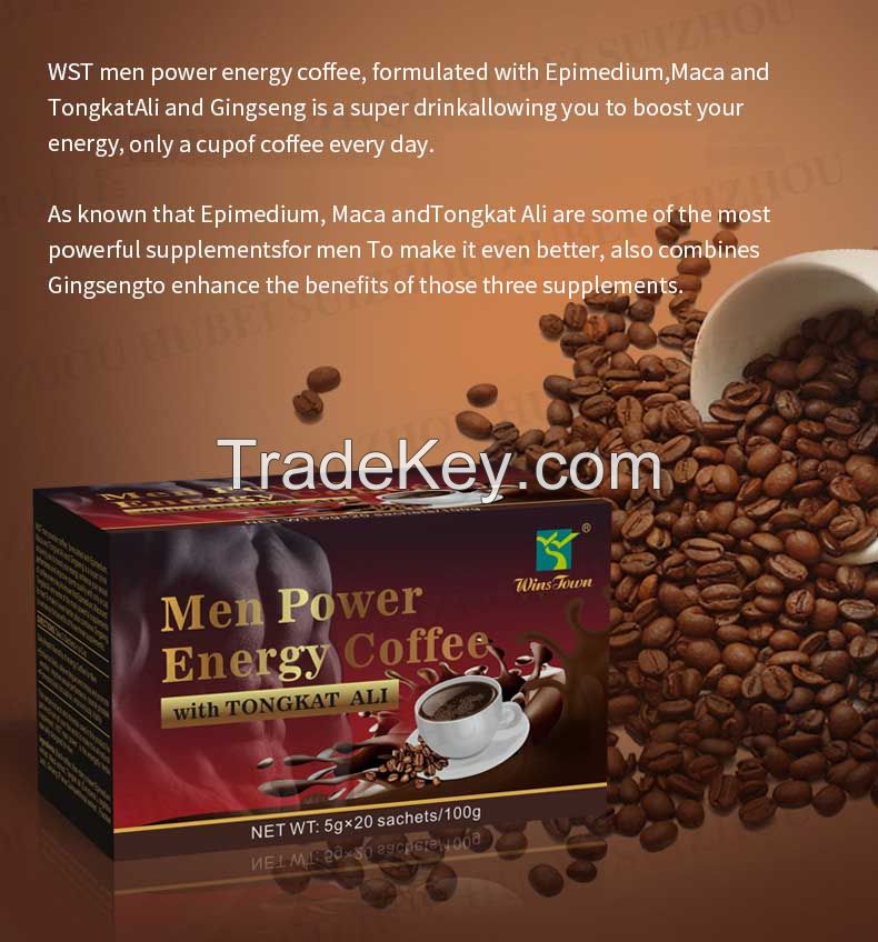Black Man Power Latte Coffee Maca Instant Drinks Blend Natural booster Energy Maca cafe