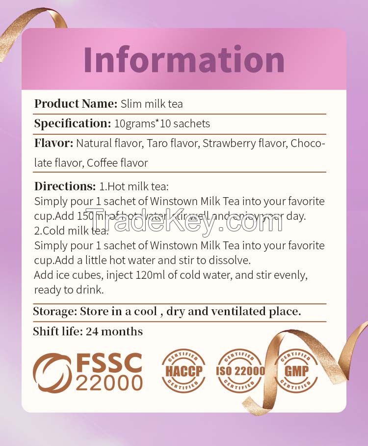 Private label Slim Milk Tea Meal replacement shake powder weight loss diet fat burner slimming milk tea
