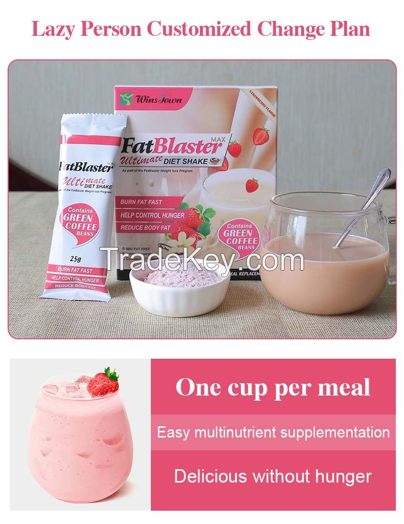 Weight Loss strawberry Shake Instant Fiber powder Diet Drink Protein Fat blaster Burning Slim Meal Replacement Shake