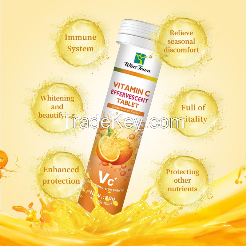 Zinc effervescent vitamin C tablets OEM/ODM brand Orange fruit flavor for weight loss drink Collagen private label