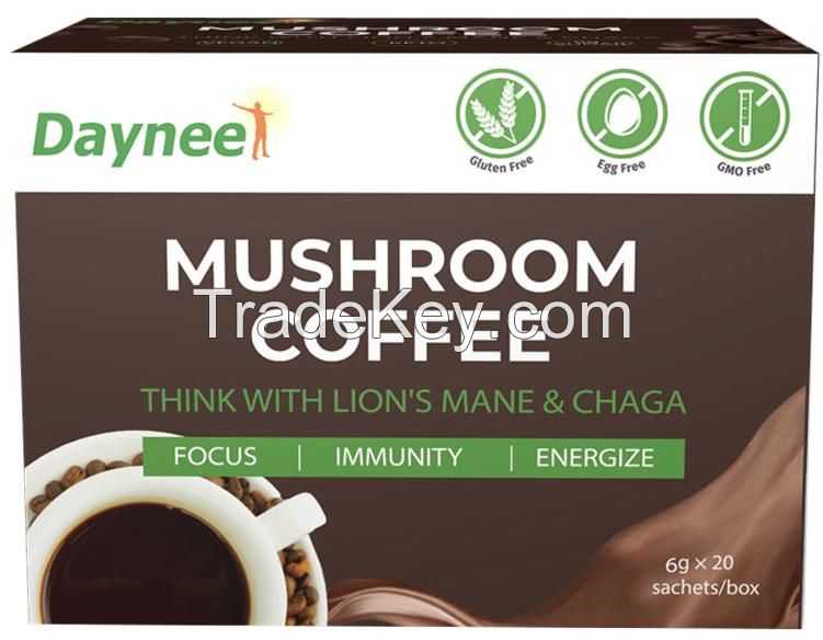 Healthy custom Reishi Chaga Mushrooms instant coffee Private Label Lion's Mane MushroomsOrganic Mushroom Coffee