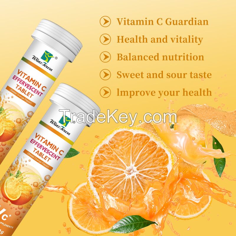 Zinc effervescent vitamin C tablets OEM/ODM brand Orange fruit flavor for weight loss drink Collagen private label