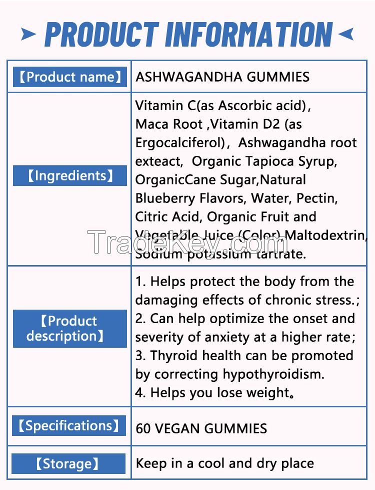 Natural Stress Anxiety Relief Well Sleep Vegan Gummy Candy Vitamins Supplements Ashwagandha Gummies