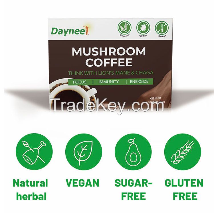 Factory Mushroom Coffee 3 in 1 Lions Mane Reishi Chaga One Cup Organic Instant Coffee