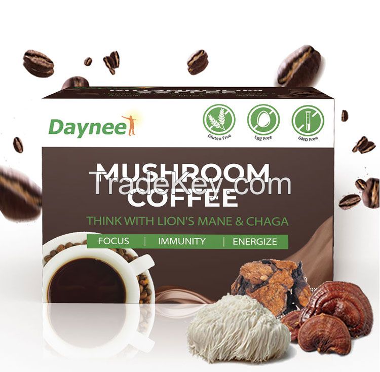 Factory Mushroom Coffee With 6 Superfood Lions Mane Reishi Chaga One Cup Organic Instant Coffee