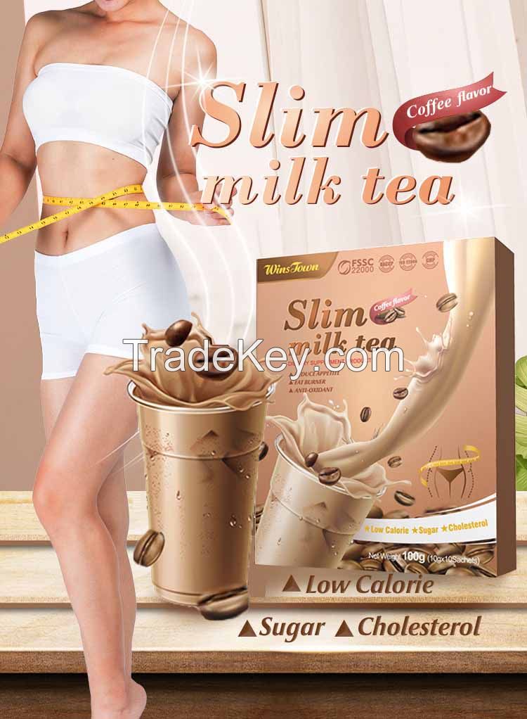 Slimming milk tea Private Label Loss Weight Healthy No Diet Concentrate Instant Powder Lemon Slim Fit milk tea