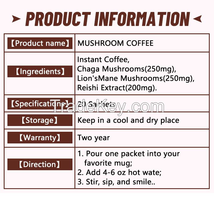 Daynee mushroom coffee powder organic herbal natural Chaga Reishi healthy amino acids health supplements improve immunity coffee No reviews yet