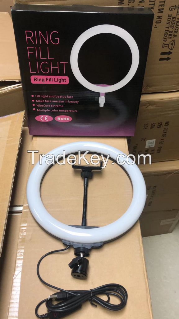 10 inch 26cm Photography Video Light with 2.1cm Tripod Stand Cell Phone Holder for Live Stream LED Selfie Ring Light