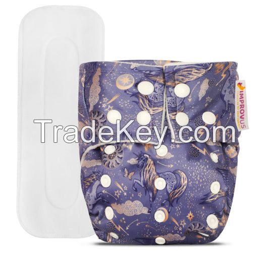 IMPROVUS ADJUSTABLE CLOTH DIAPER WITH INSERT PACK OF 2 ( PURPLE COLOR)