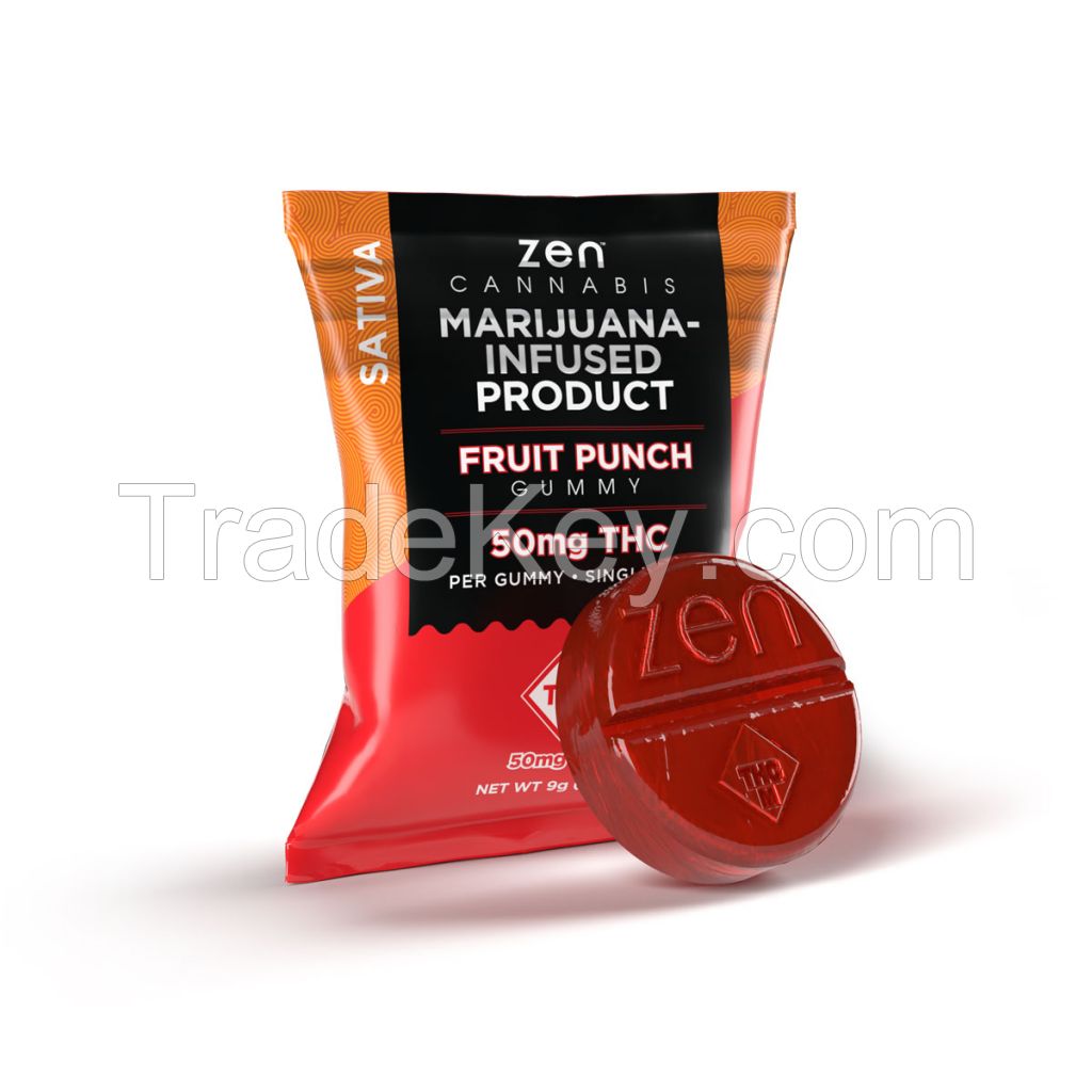 Fruit Punch Sativa Gummy | 50mg THC Per Bag | 50mg THC Per Gummy