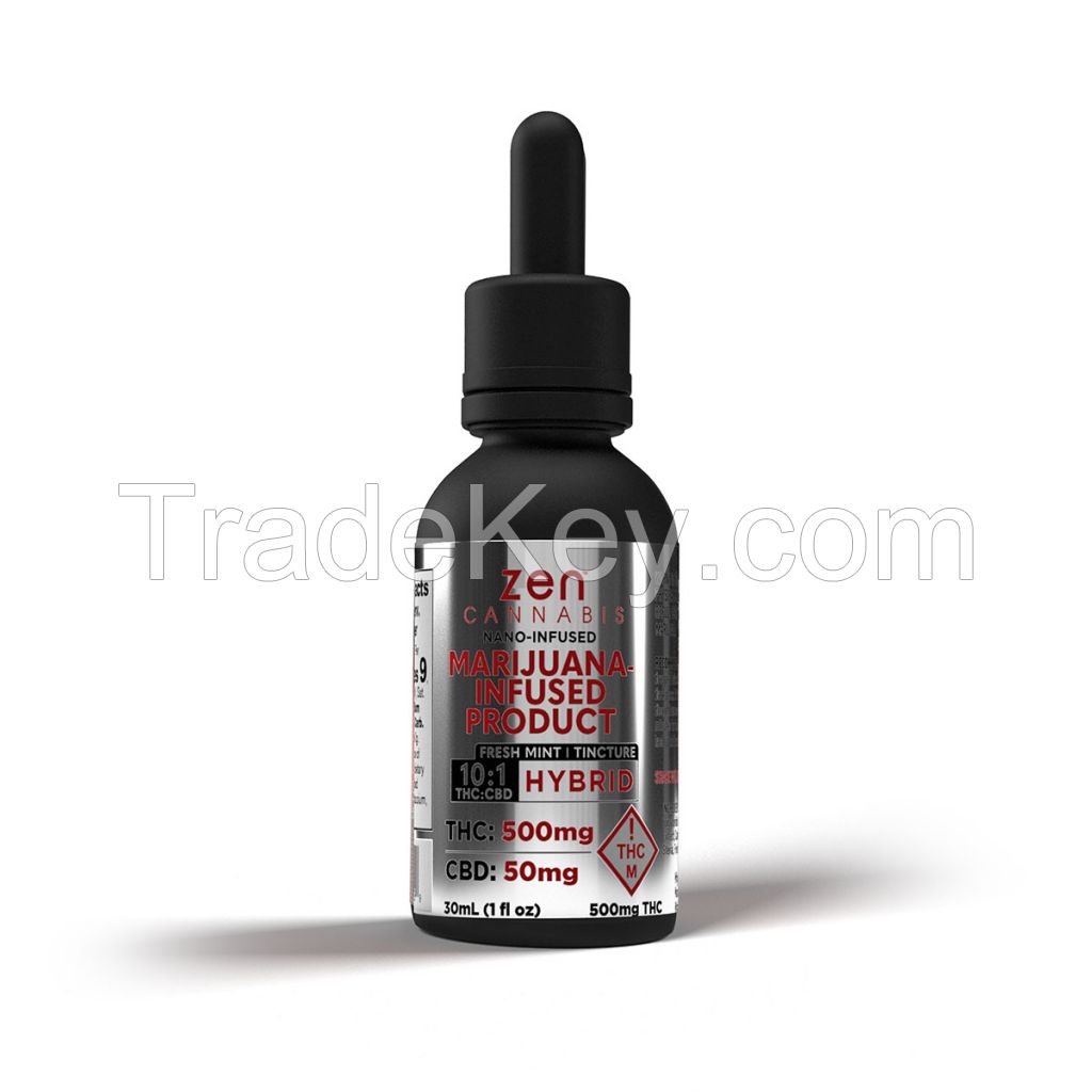 Zen Cannabis Hybrid Tincture | 500mg THC + 50mg CBD | Fresh Mint Flavor