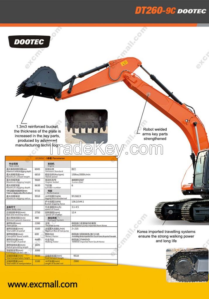 DOOTEC 26 Ton Hydraulic Crawler Excavator For Construction Works Earth-moving Machinery