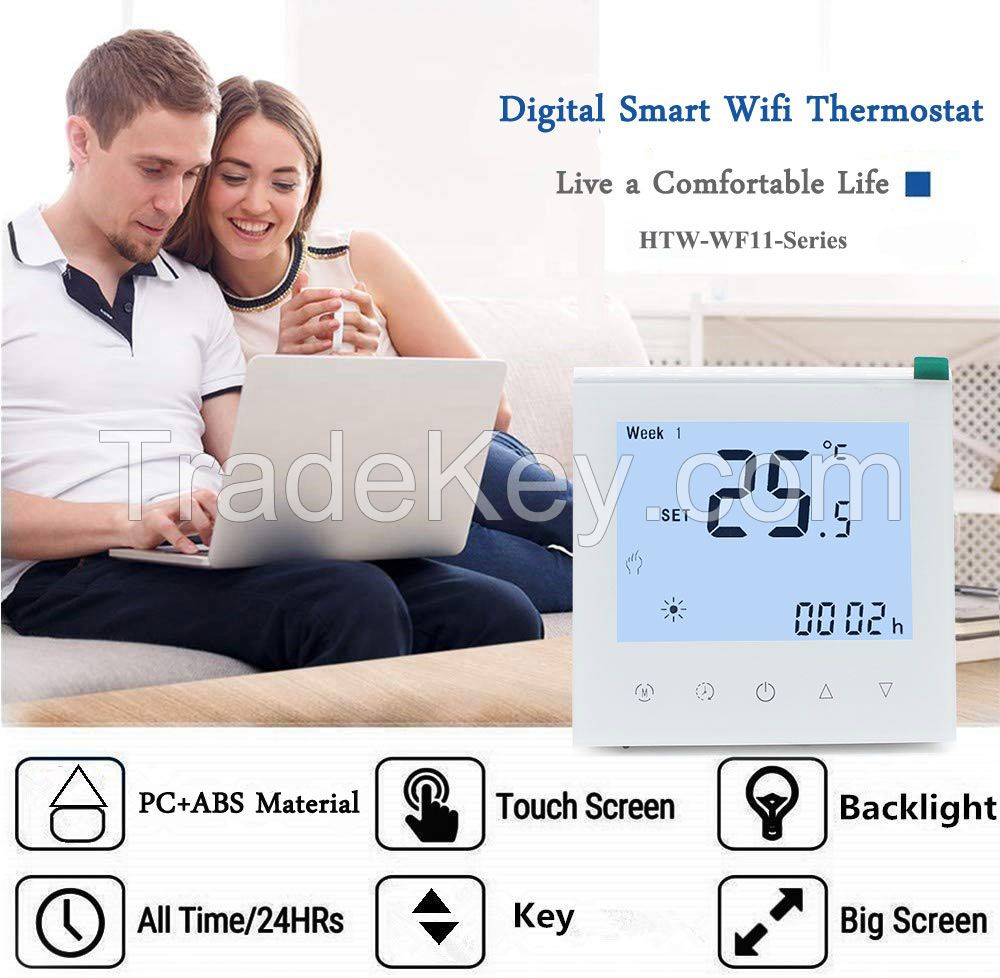 WF11 Smart Wifi 16A Electric Underfloor Heating Digital Thermostat With Temperature Sensor