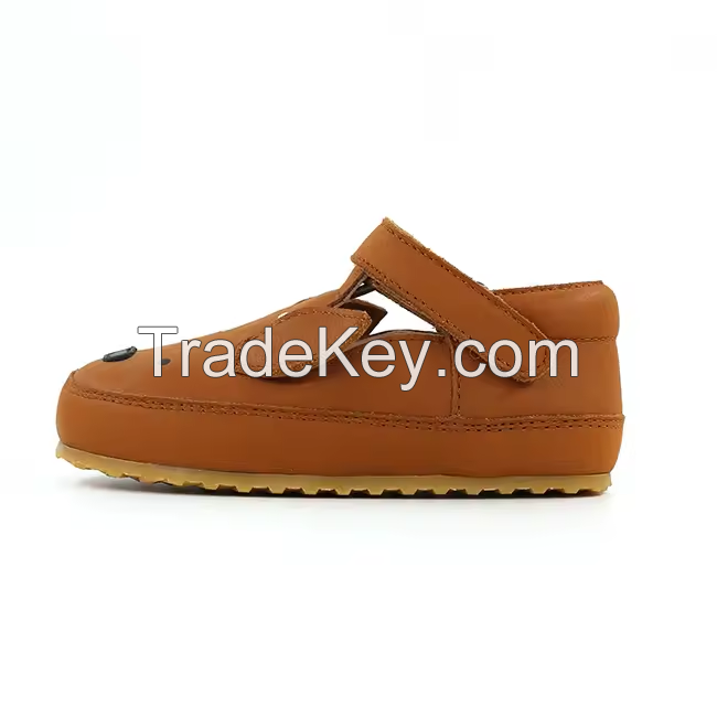 Brown Leather Mary Janes Flats Guangdong Manufacturers Infant Shoe