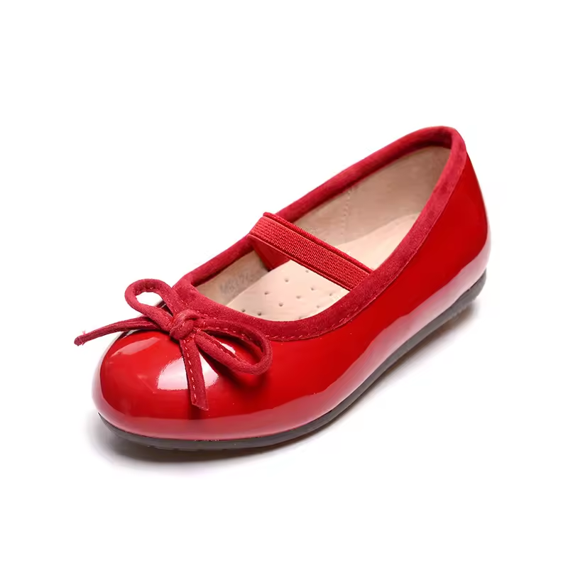 Cute Soft Bottom Japanned Leather With Bow Knot Princess Toddler Girl Ballet Flats Shoes