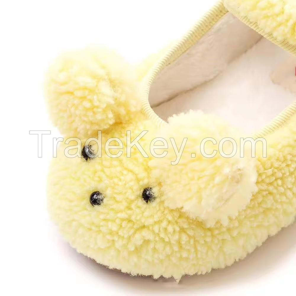 Customized Color Mary Janes Cute Dog New Design Style Fleece Upper Gross Binding Kids Children Girl Flat Shoes