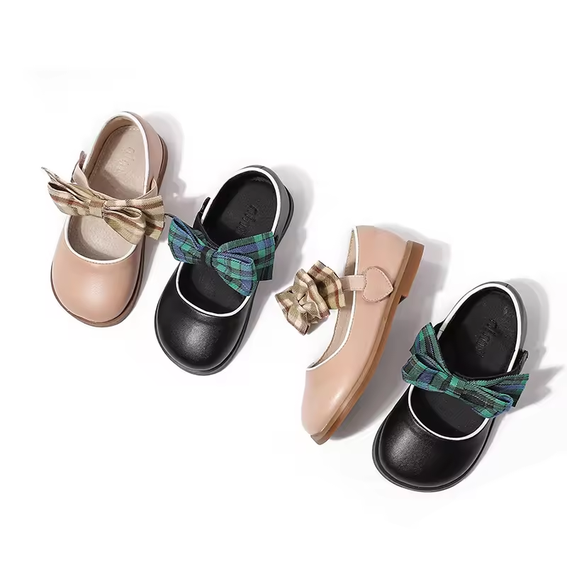 Genuine Leather With Bowknot Kids Stylish Mary Jane Flat Shoes Footwear