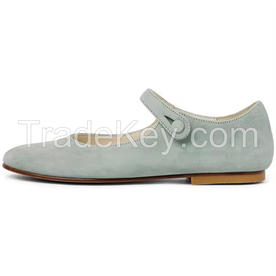 Genuine Leather Upper Rubber Sole Flat School Footwear with Leather Lining Girl Mary Janes Shoes