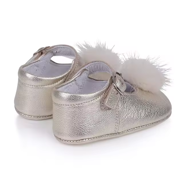 Leather With Pom Pom Soft Toddler Prewalker Baby Casual Shoes