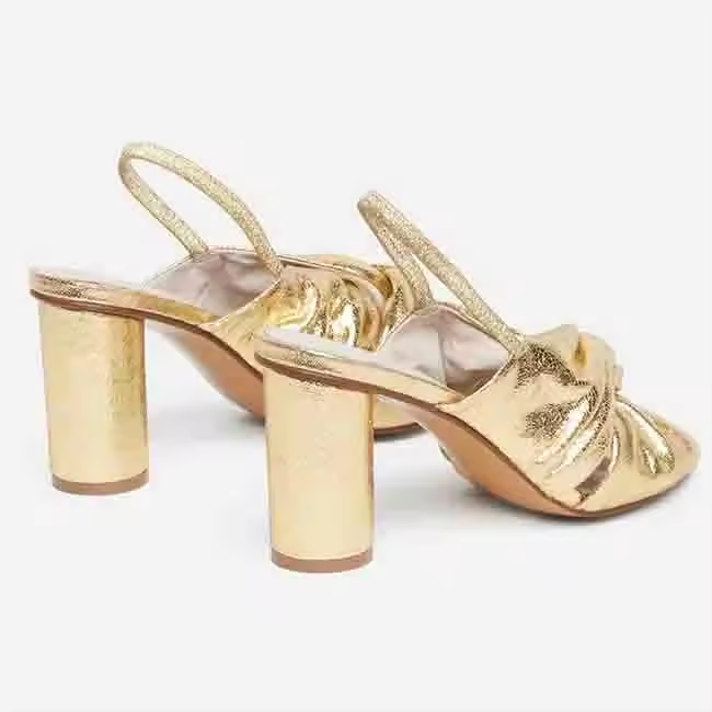 Luxury Golden Cross Strap Open Toe Slip On High Heel Women Sandals Dance Shoes