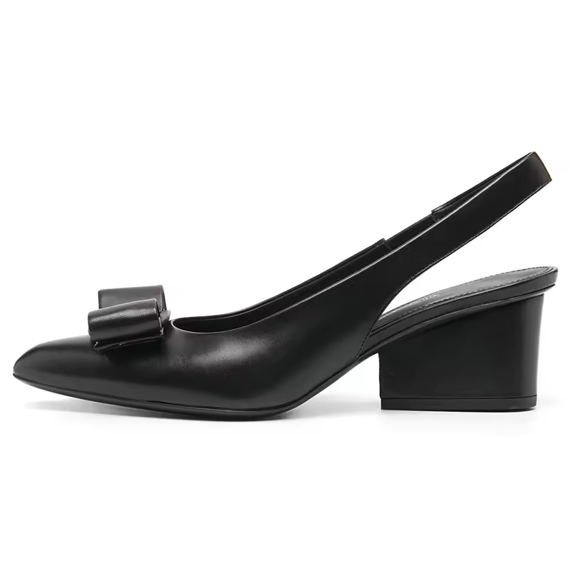 Closed Toe With Bowknot Dress Shoes Women Slingback Pump Heels