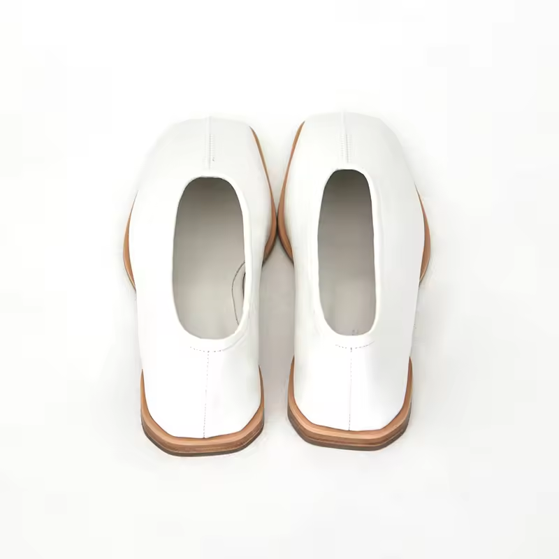 Casual Square Toe Shape Soft Cow Leather Upper comfortable Flat Shoes