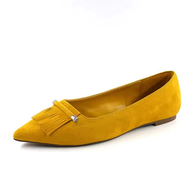 Faux Suede With Tassel Casual Pointed Toe Slip On Women Ballet Flat Shoes