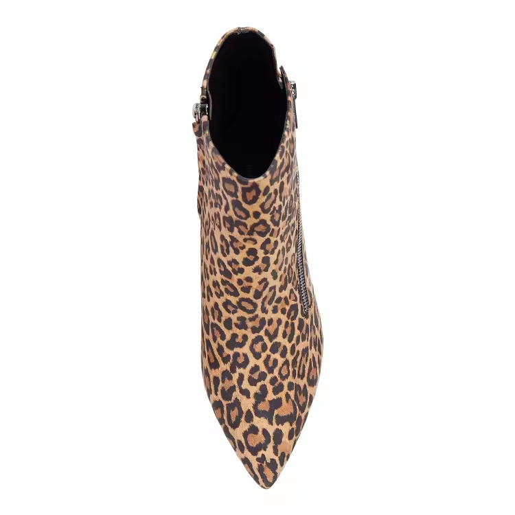 China Custom Shoe Manufacturer Side Zipper animal print Leopard Print High Heel Genuine Leather Suede Boots For Women