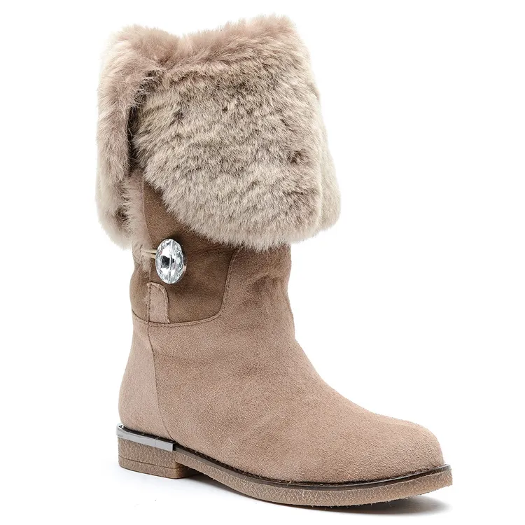 Winter fashion high quality new style fur suede women ankle snow boots