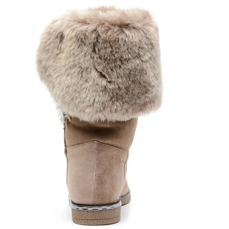 Winter fashion high quality new style fur suede women ankle snow boots