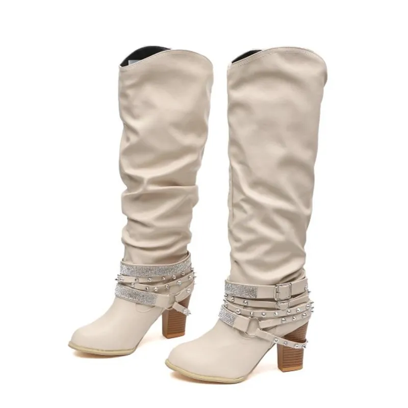 Fashion high heel boots with shining diamond embellishment boots for women boots