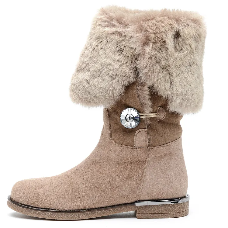 Winter fashion high quality new style fur suede women ankle snow boots