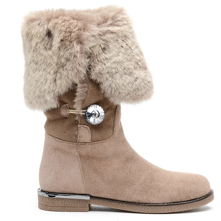 Winter fashion high quality new style fur suede women ankle snow boots