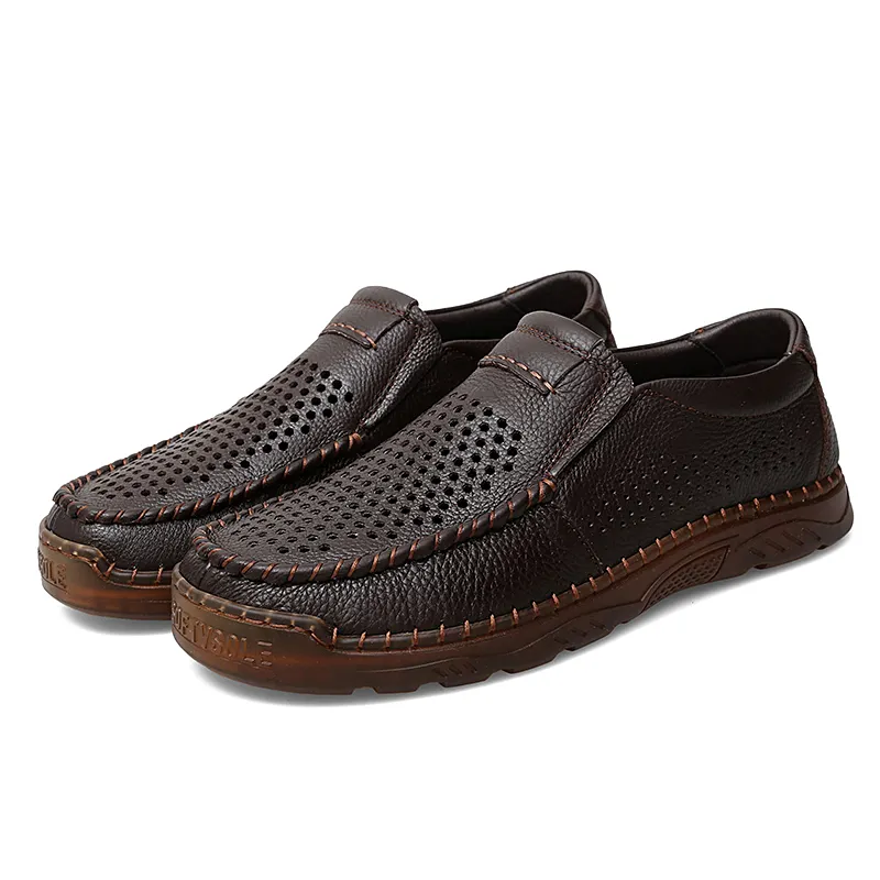 New styles wholesale high quality casual leather loafer shoes men soft comfortable drive genuine cow footwear