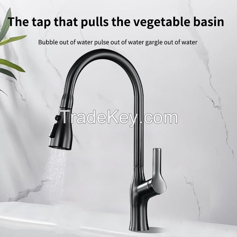Kitchen three function pull-out faucet 304 stainless steel book faucet