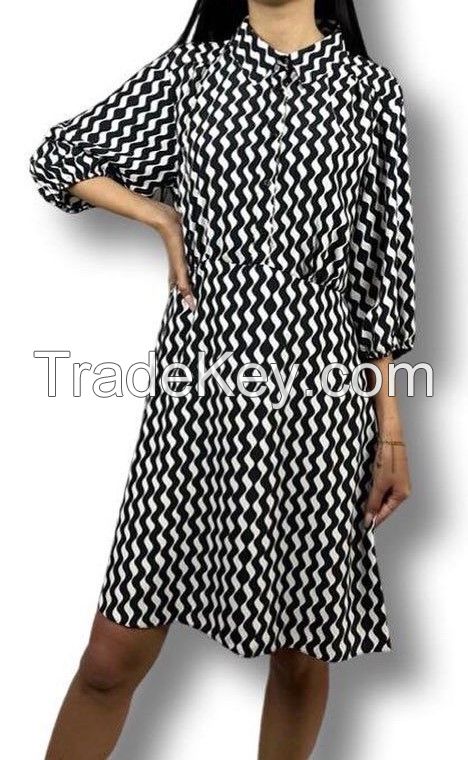 Casual Summer Dress Black and White print