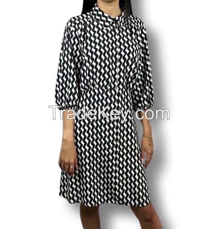 Casual Summer Dress Black and White print