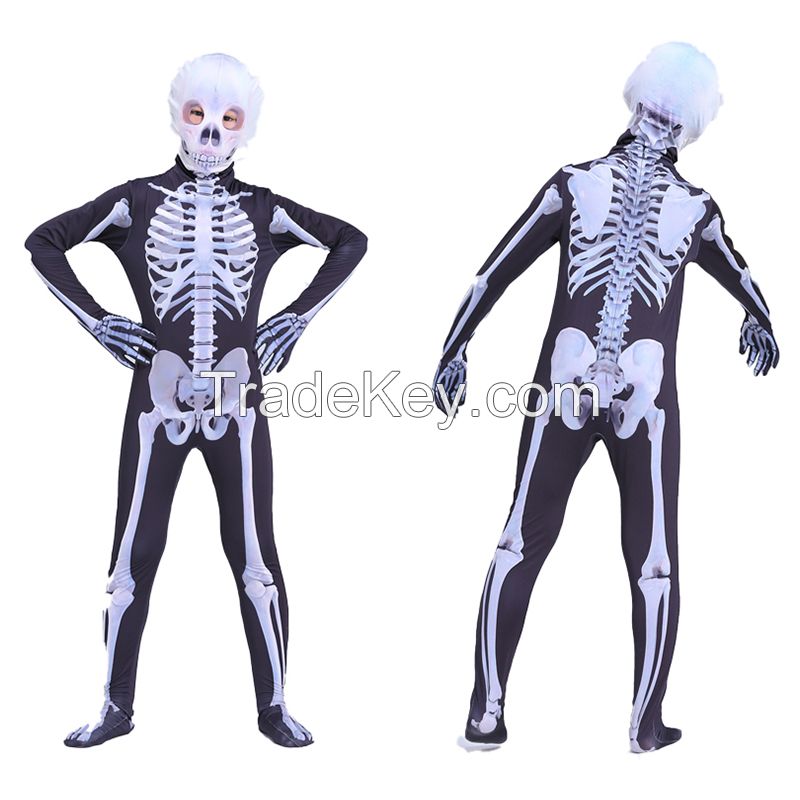 Halloween children's costume Boy skeleton costume Horror game ghost costume Family party cosplay costume